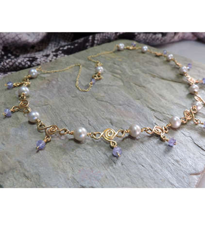 Tanzanite and Pearl Collar