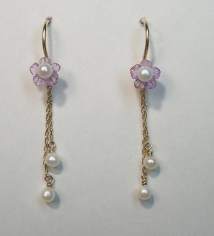 Amethyst Flower Earrings