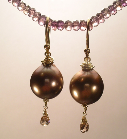 Pearl and Andalusite Earrings