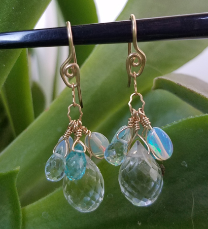 Quartz, Opal and Blue Gemstone Earrings