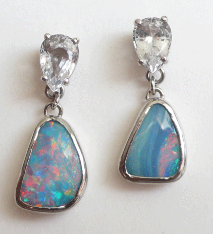 Opal & Sapphire Earrings