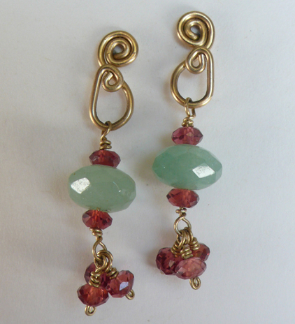 Aventurine and Garnet Earrings