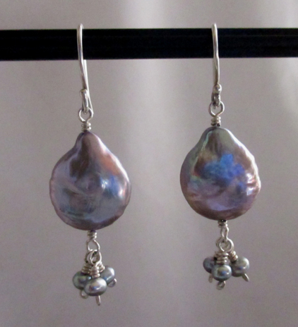 Grey Baroque Pearl Earrings