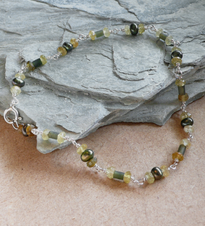 Jade and Green Pearl Bracelet