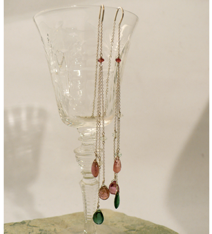 Tourmaline Thread Earrings