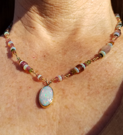Opal and Tourmaline Necklace