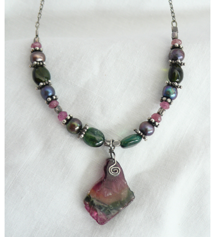 Tourmaline Slice Necklace
