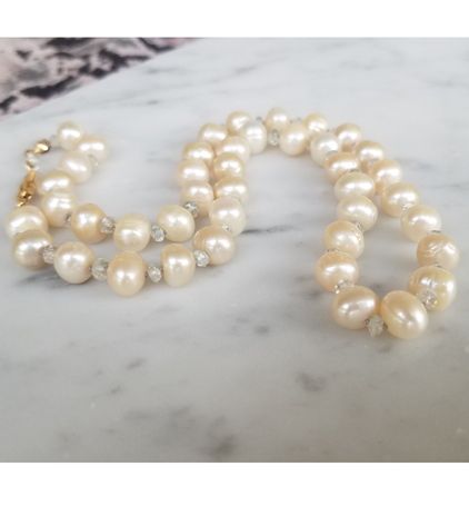 Pearl and Aquamarine Necklace