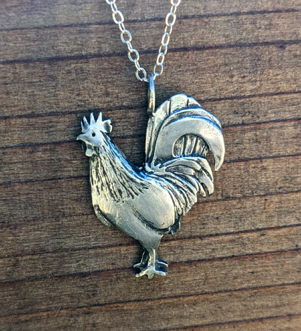 Hand Carved Rooster Pendant